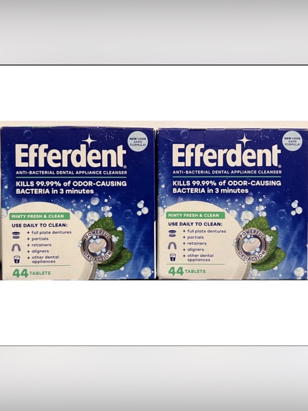 Minty Fresh Anti-Bacterial Dental Appliance Cleaner Tablets - 2 Pack, NEW